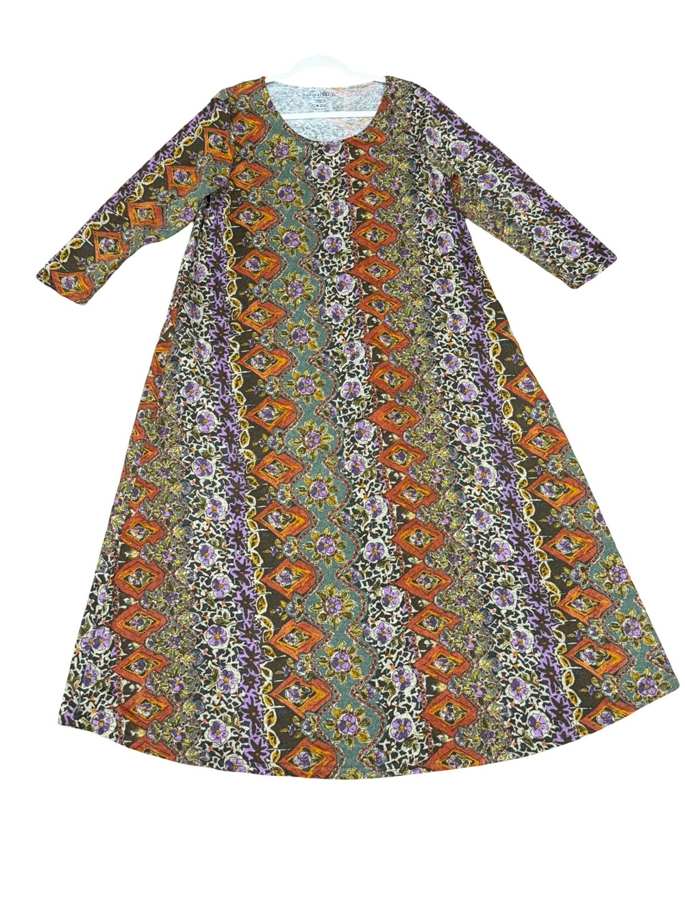 🤎 Natural Life Lottie Knit Maxi Dress Brown Tuscany Border Floral Boho Large - Picture 9 of 12